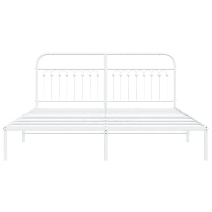 Metal Bed Frame without Mattress with Headboard White 183x213cm