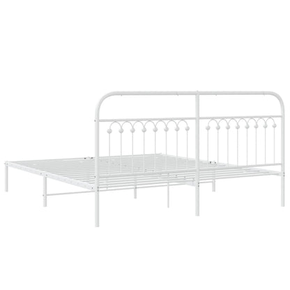 Metal Bed Frame without Mattress with Headboard White 183x213cm
