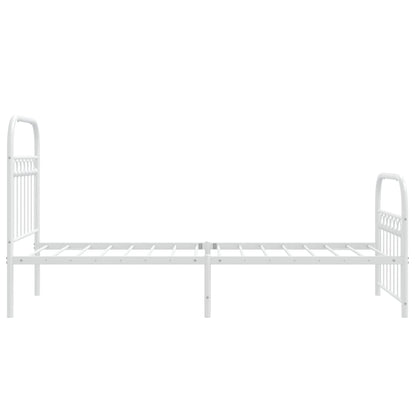 Metal Bed Frame without Mattress with Footboard White 75x190cm