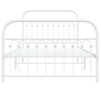 Metal Bed Frame without Mattress with Footboard White 107x203cm