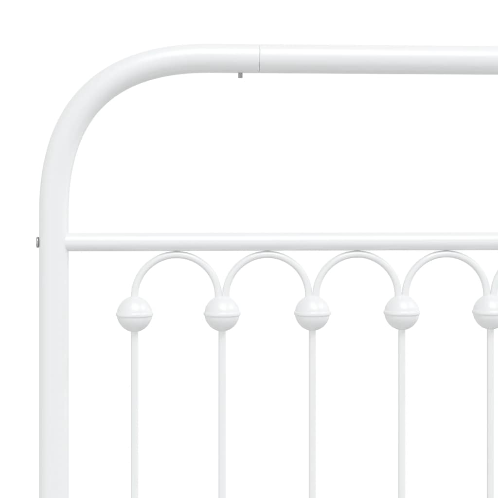 Metal Bed Frame without Mattress with Footboard White 107x203cm