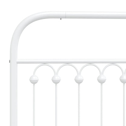 Metal Bed Frame without Mattress with Footboard White 107x203cm