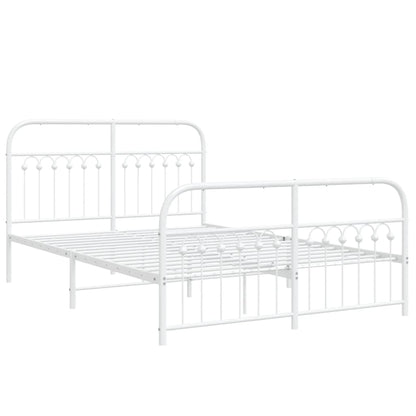 Metal Bed Frame without Mattress with Footboard White 140x190cm