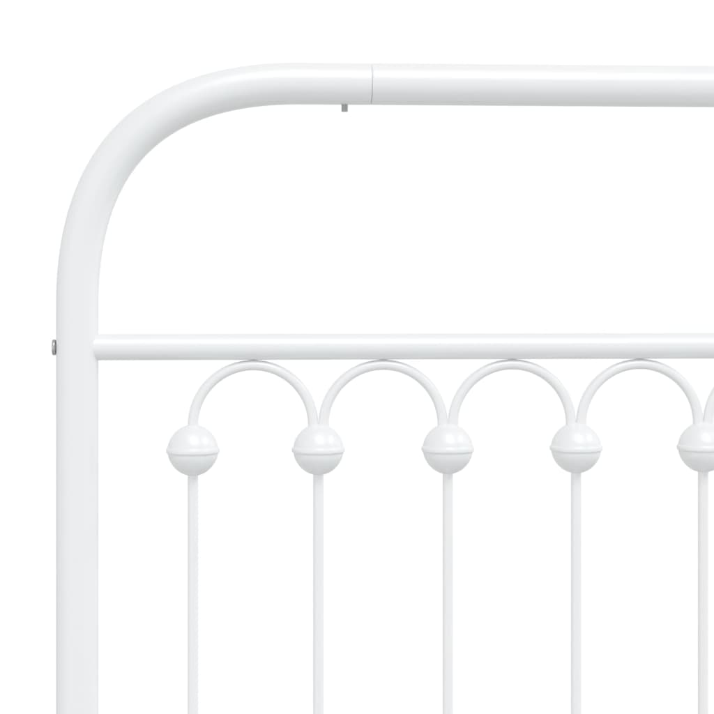 Metal Bed Frame without Mattress with Footboard White 140x190cm
