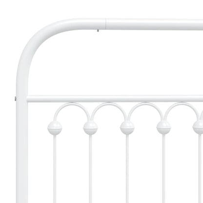 Metal Bed Frame without Mattress with Footboard White 140x190cm