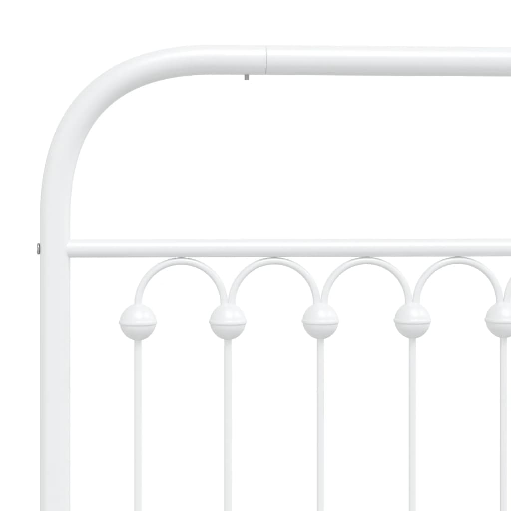 Metal Bed Frame without Mattress with Footboard White 183x203cm