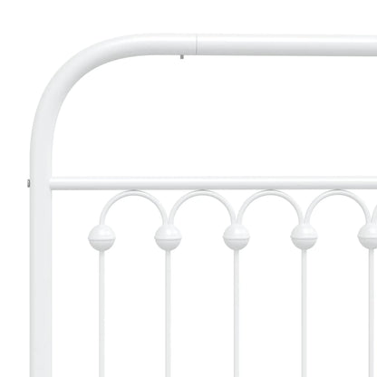 Metal Bed Frame without Mattress with Footboard White 183x203cm