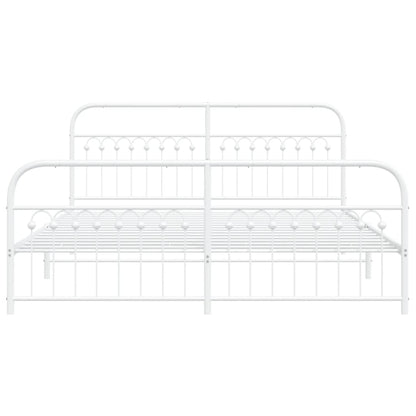 Metal Bed Frame without Mattress with Footboard White 183x213cm
