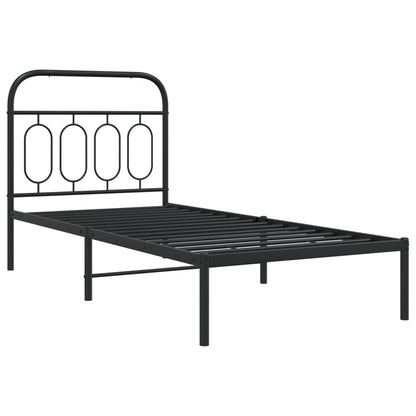 Metal Bed Frame without Mattress with Headboard Black 90x190cm