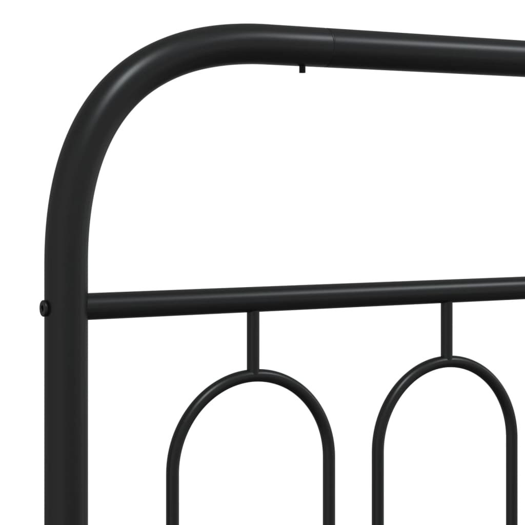 Metal Bed Frame without Mattress with Headboard Black 135x190cm