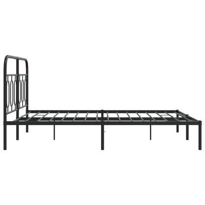 Metal Bed Frame without Mattress with Headboard Black 140x200cm