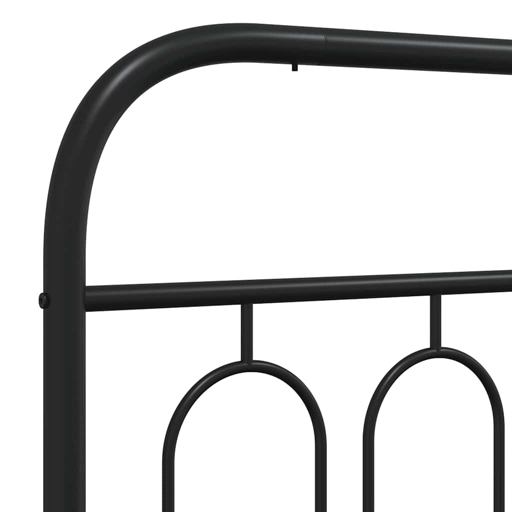 Metal Bed Frame without Mattress with Headboard Black 150x200cm