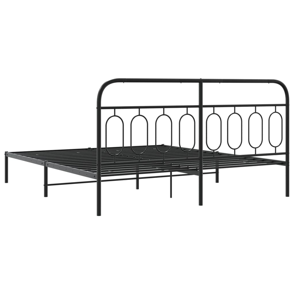 Metal Bed Frame without Mattress with Headboard Black 183x213cm