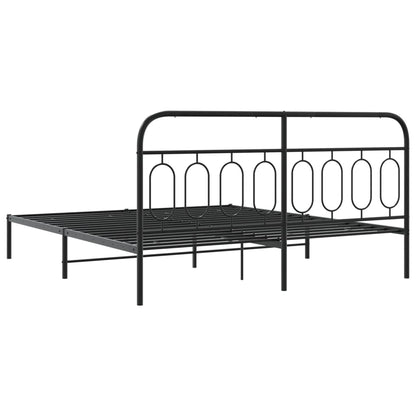 Metal Bed Frame without Mattress with Headboard Black 183x213cm