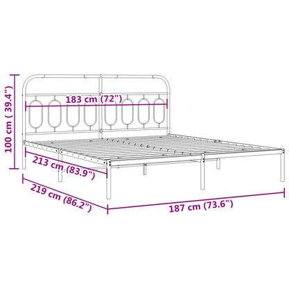 Metal Bed Frame without Mattress with Headboard Black 183x213cm