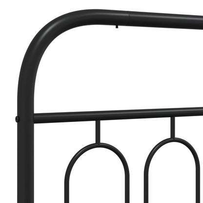 Metal Bed Frame without Mattress with Footboard Black 75x190cm