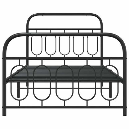 Metal Bed Frame without Mattress with Footboard Black 100x190cm