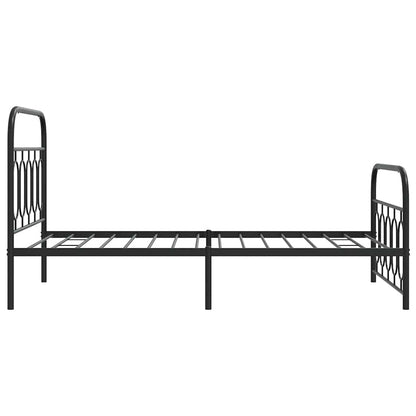 Metal Bed Frame without Mattress with Footboard Black 100x190cm