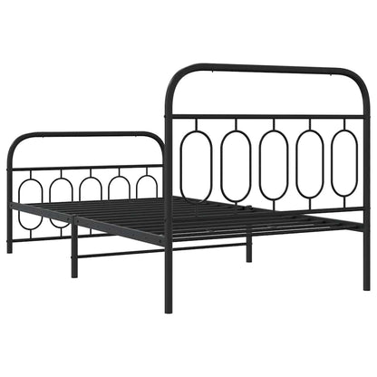 Metal Bed Frame without Mattress with Footboard Black 100x190cm