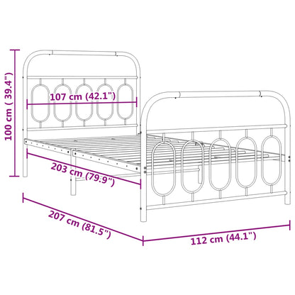Metal Bed Frame without Mattress with Footboard Black 107x203cm