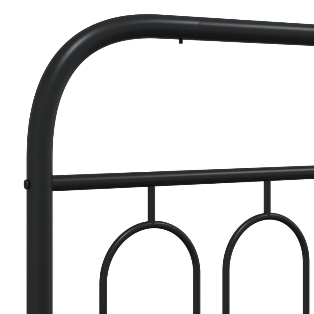 Metal Bed Frame without Mattress with Footboard Black 135x190cm