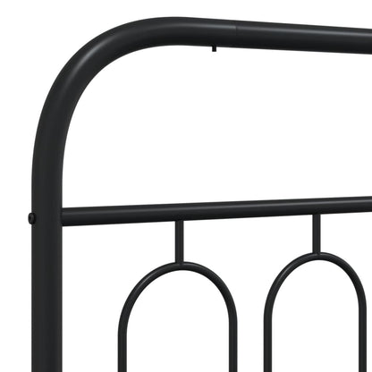 Metal Bed Frame without Mattress with Footboard Black 135x190cm