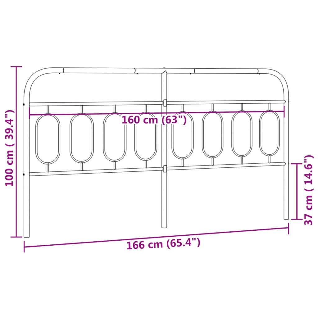 Metal Replace Headboard Black 160 cm