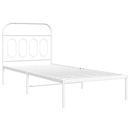 Metal Bed Frame without Mattress with Headboard White 90x200cm