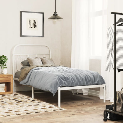 Metal Bed Frame without Mattress with Headboard White 90x200cm