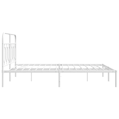 Metal Bed Frame without Mattress with Headboard White 135x190cm