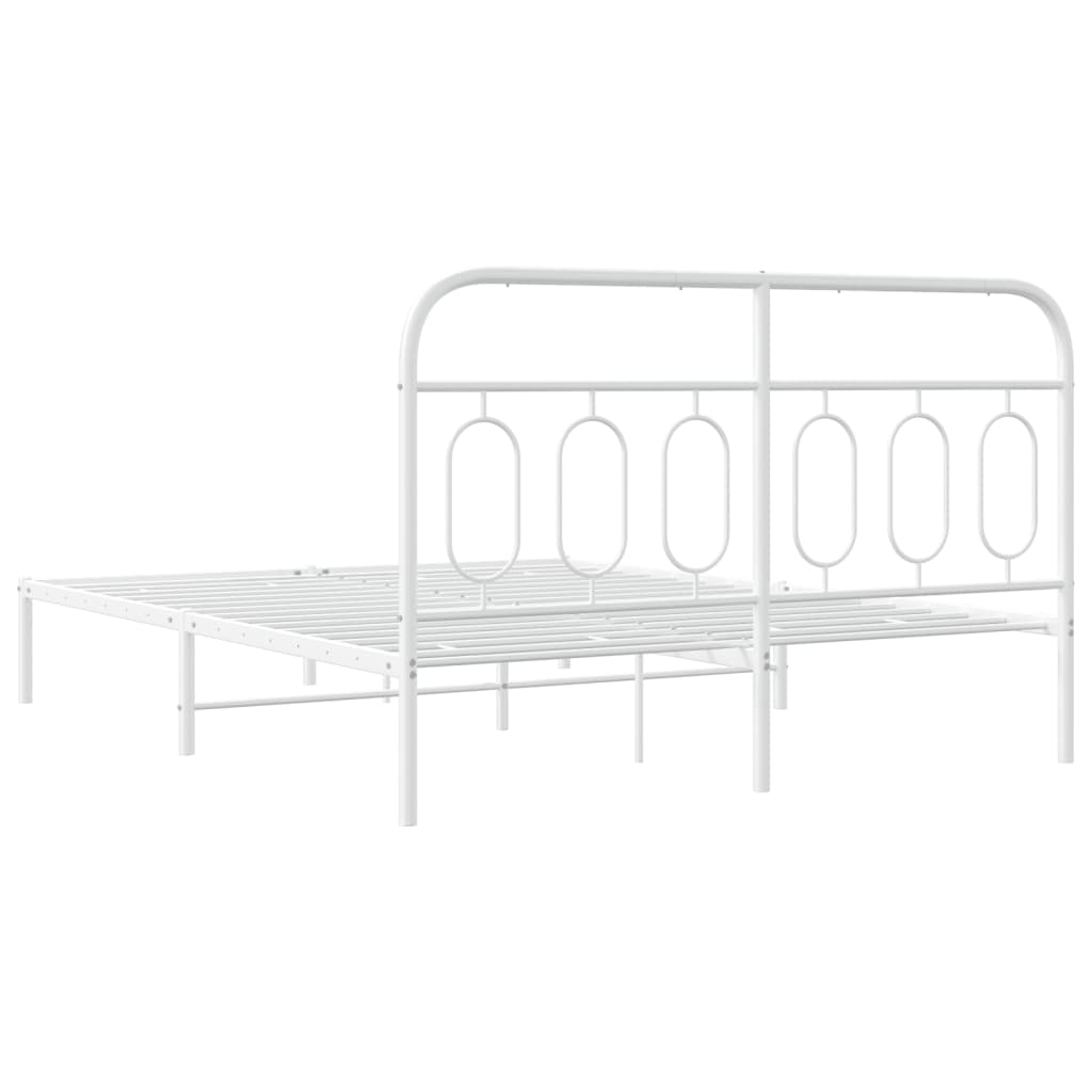 Metal Bed Frame without Mattress with Headboard White 140x200cm