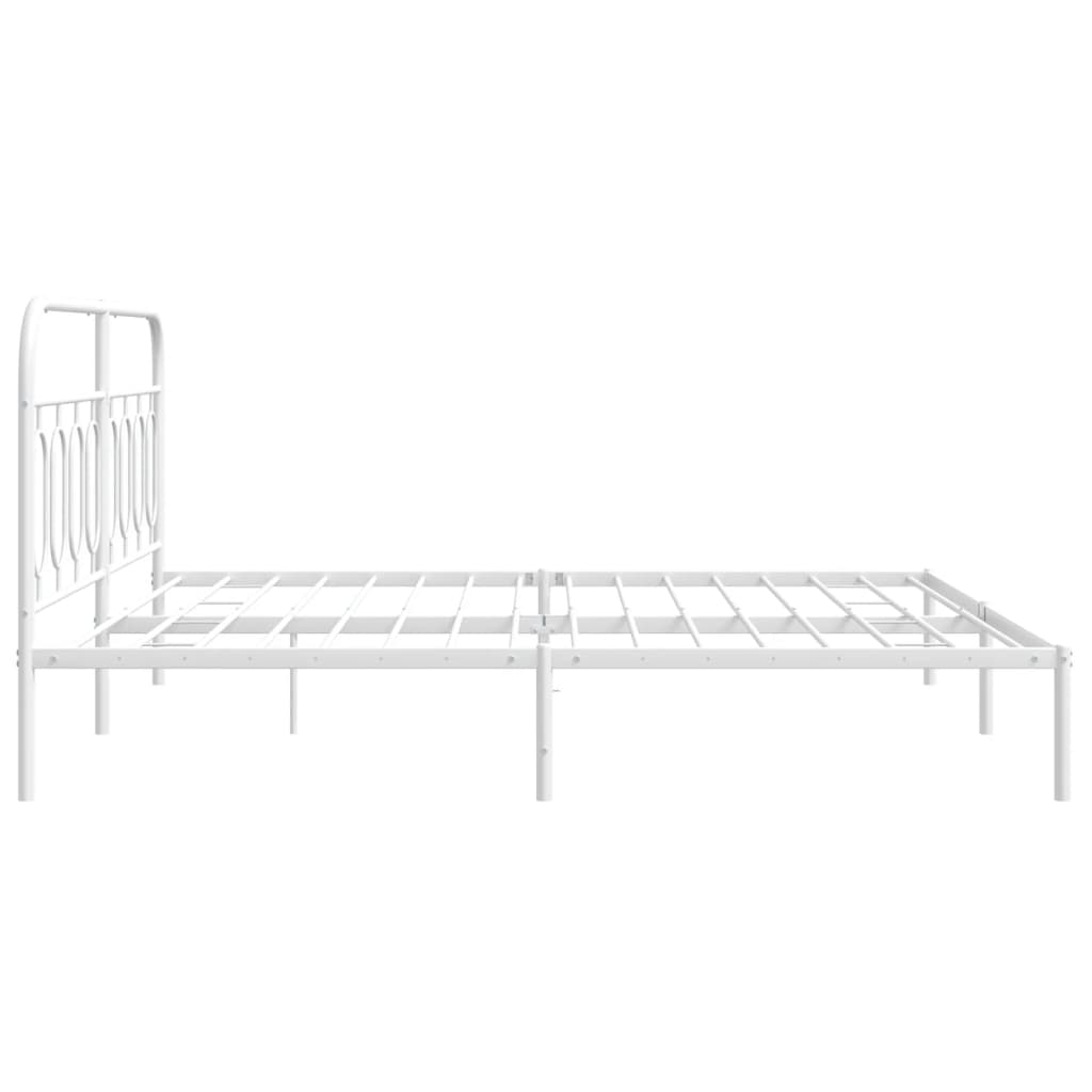 Metal Bed Frame without Mattress with Headboard White 160x200cm