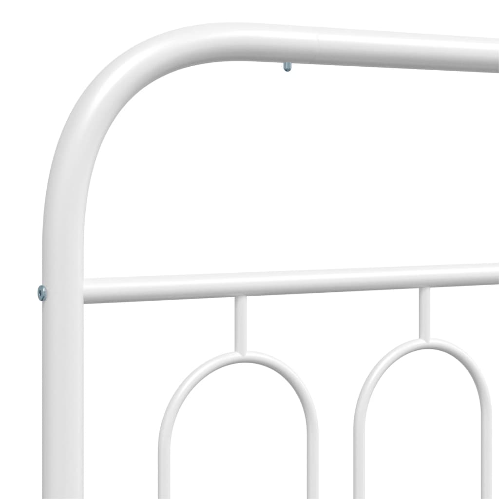 Metal Bed Frame without Mattress with Headboard White 160x200cm