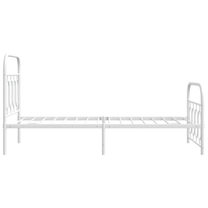 Metal Bed Frame without Mattress with Footboard White 80x200cm