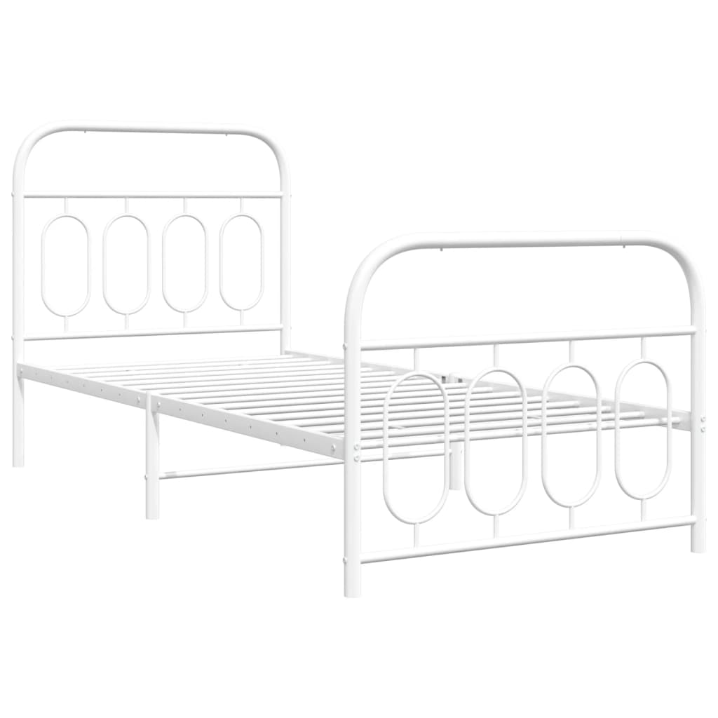 Metal Bed Frame without Mattress with Footboard White 90x200cm