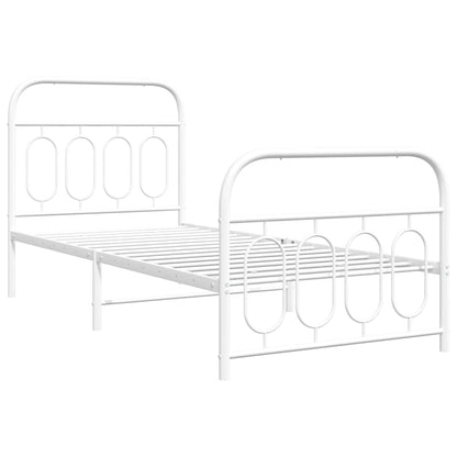 Metal Bed Frame without Mattress with Footboard White 90x200cm