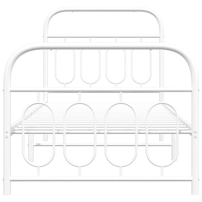 Metal Bed Frame without Mattress with Footboard White 90x200cm
