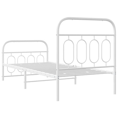 Metal Bed Frame without Mattress with Footboard White 90x200cm