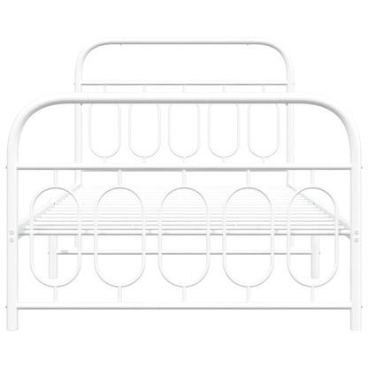 Metal Bed Frame without Mattress with Footboard White 107x203cm