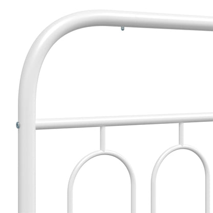 Metal Bed Frame without Mattress with Footboard White 107x203cm