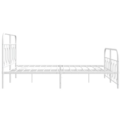 Metal Bed Frame without Mattress with Footboard White 140x190cm