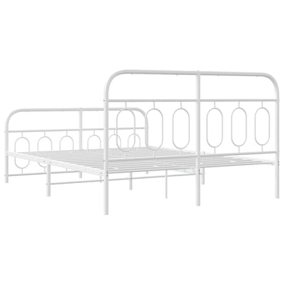 Metal Bed Frame without Mattress with Footboard White 140x190cm