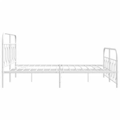 Metal Bed Frame without Mattress with Footboard White 140x200cm