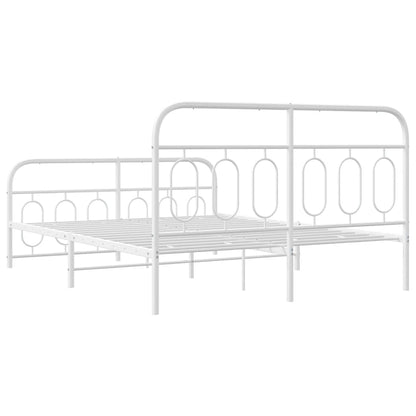 Metal Bed Frame without Mattress with Footboard White 140x200cm