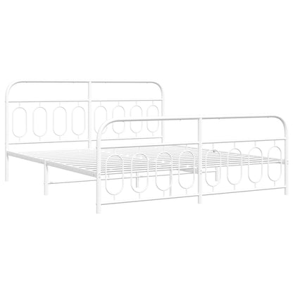 Metal Bed Frame without Mattress with Footboard White 193x203cm