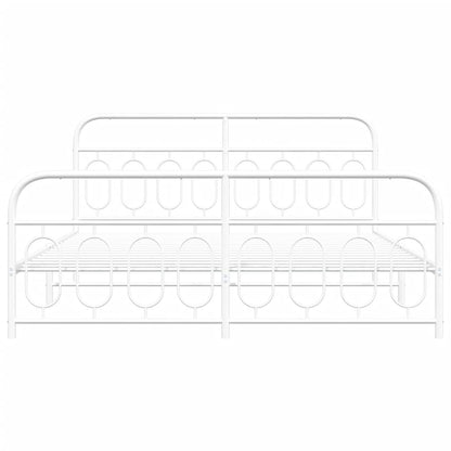 Metal Bed Frame without Mattress with Footboard White 193x203cm