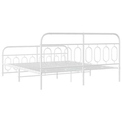 Metal Bed Frame without Mattress with Footboard White 193x203cm