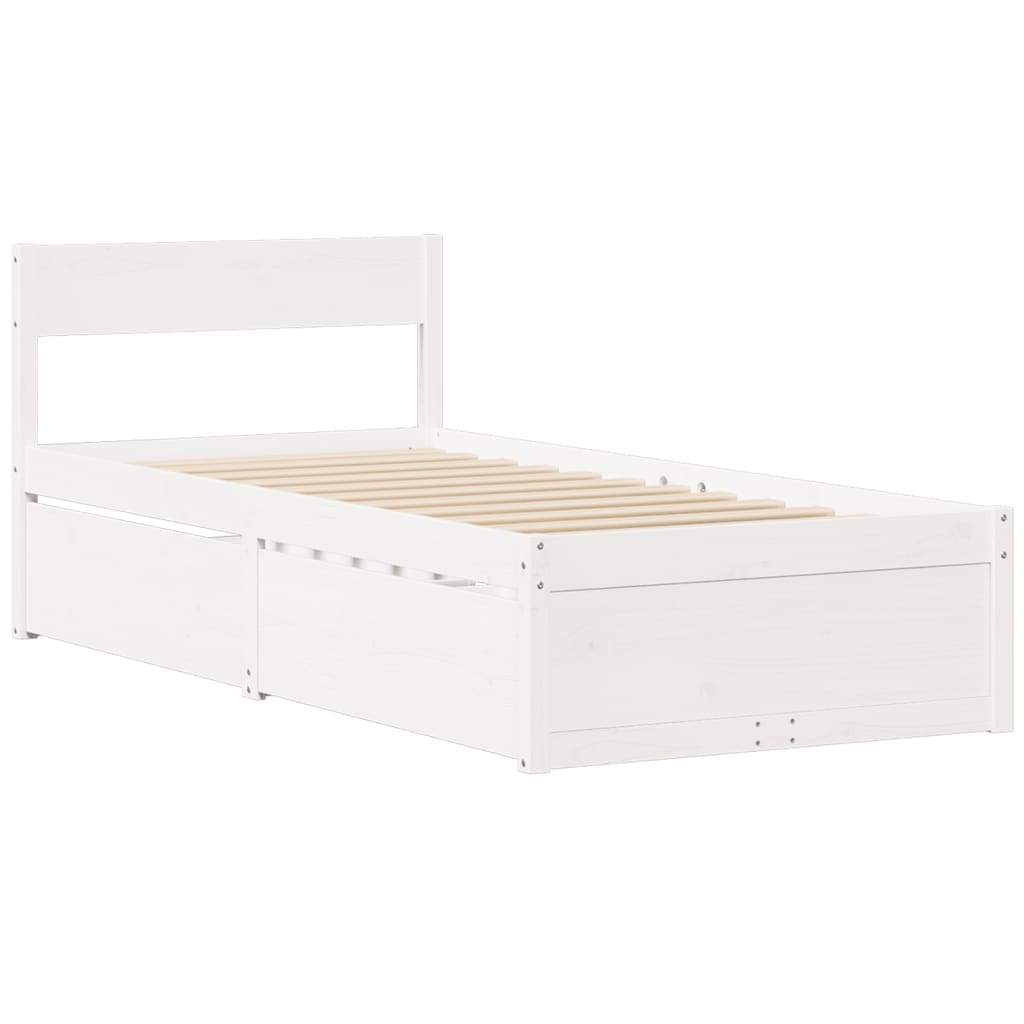 Bed Frame without Mattress White 100x200 cm Solid Wood Pine