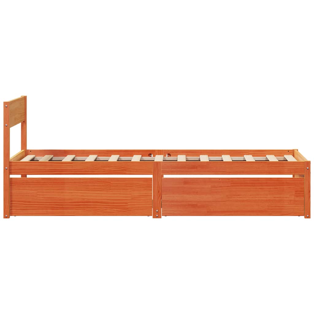Bed Frame without Mattress Wax Brown 100x200 cm Solid Wood Pine