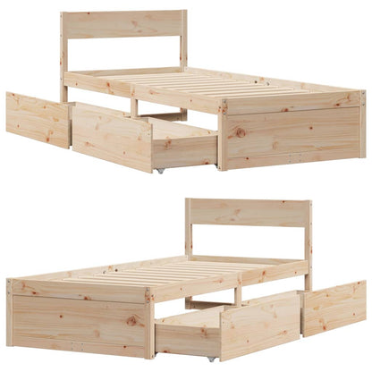 Bed Frame without Mattress 90x200 cm Solid Wood Pine